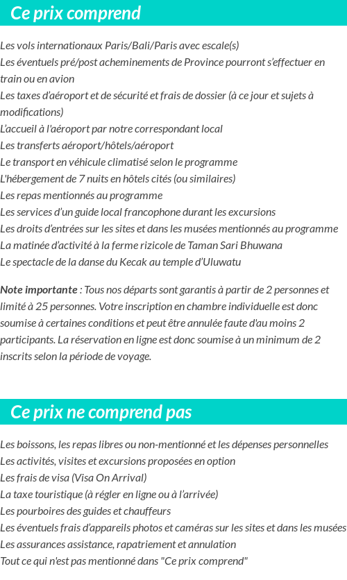 Conditions tarifaires