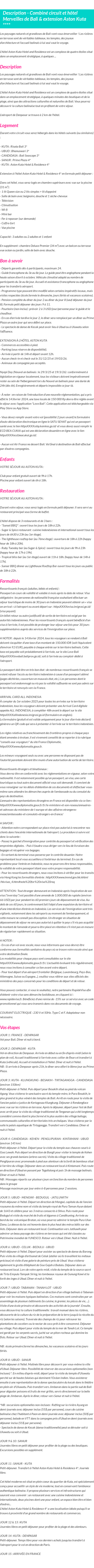 Détails du séjour