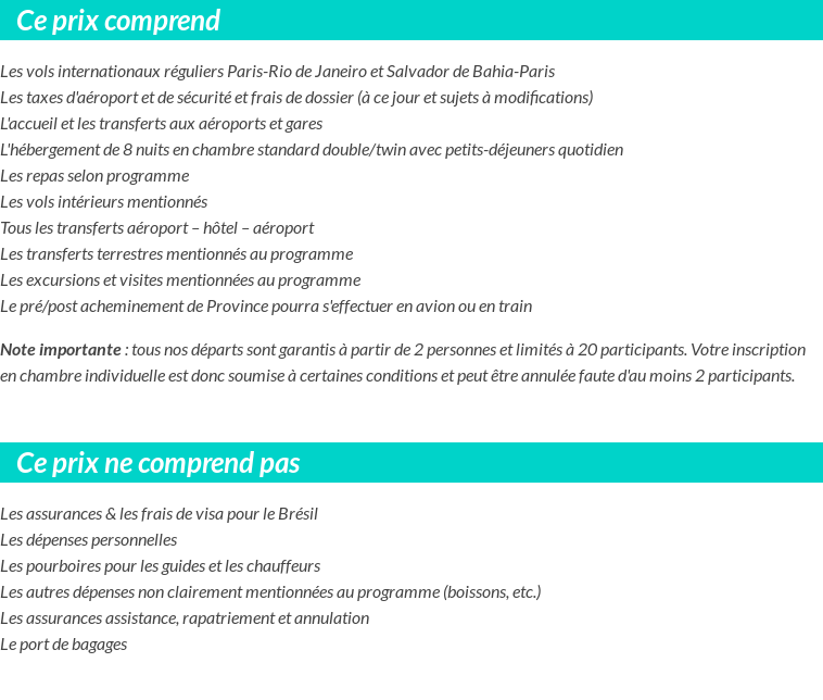 Conditions tarifaires