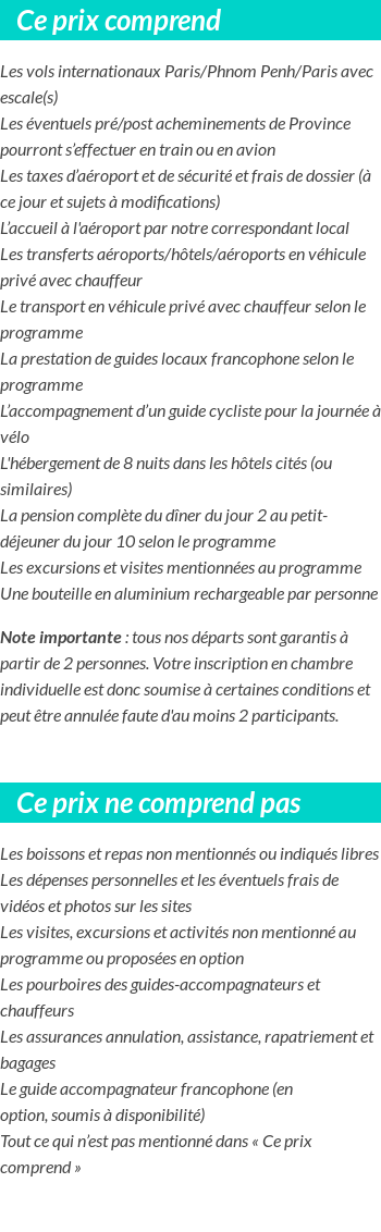 Conditions tarifaires