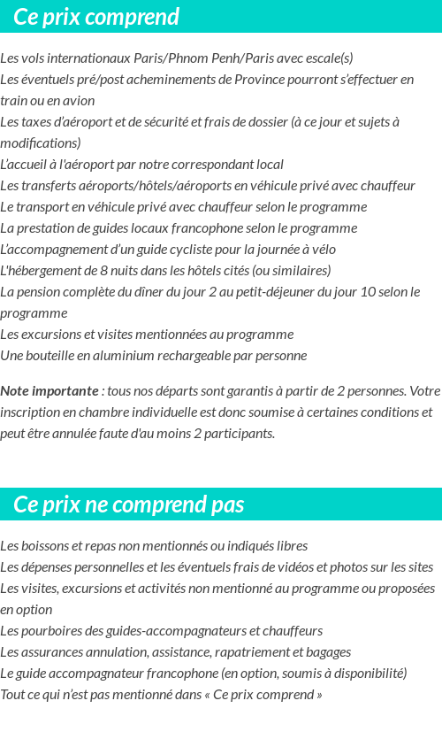 Conditions tarifaires