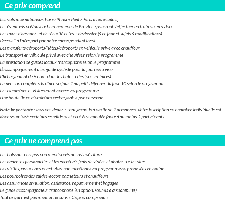 Conditions tarifaires