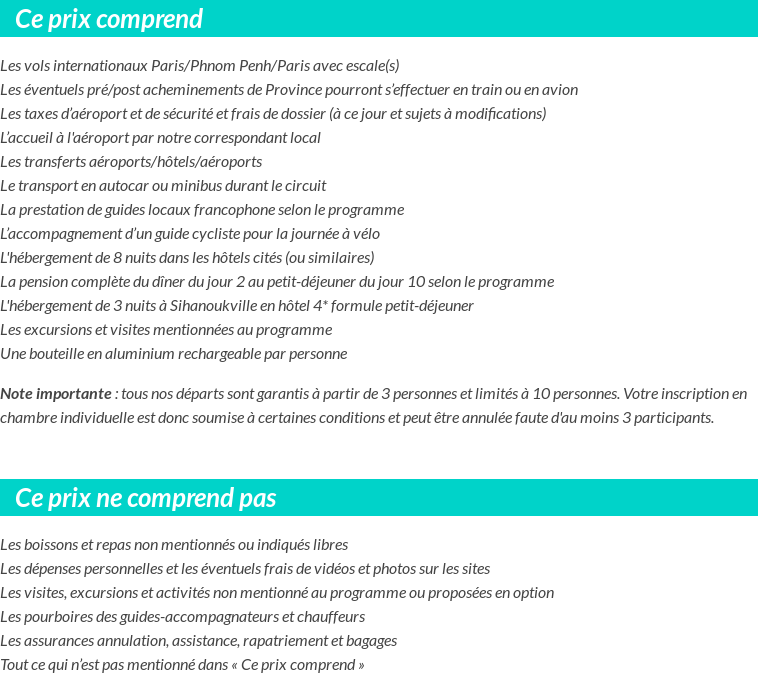 Conditions tarifaires