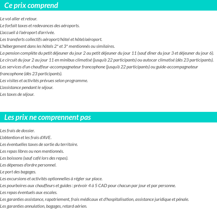 Conditions tarifaires