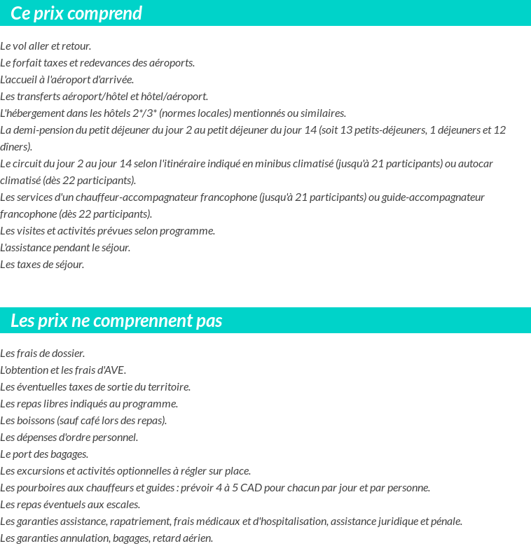 Conditions tarifaires