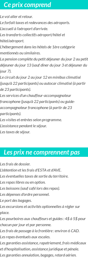 Conditions tarifaires
