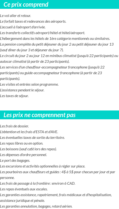 Conditions tarifaires