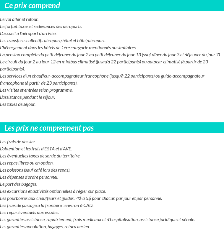 Conditions tarifaires