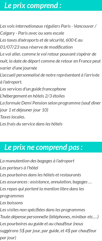 Conditions tarifaires