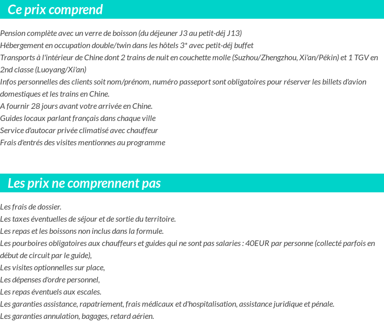 Conditions tarifaires