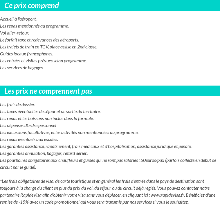 Conditions tarifaires