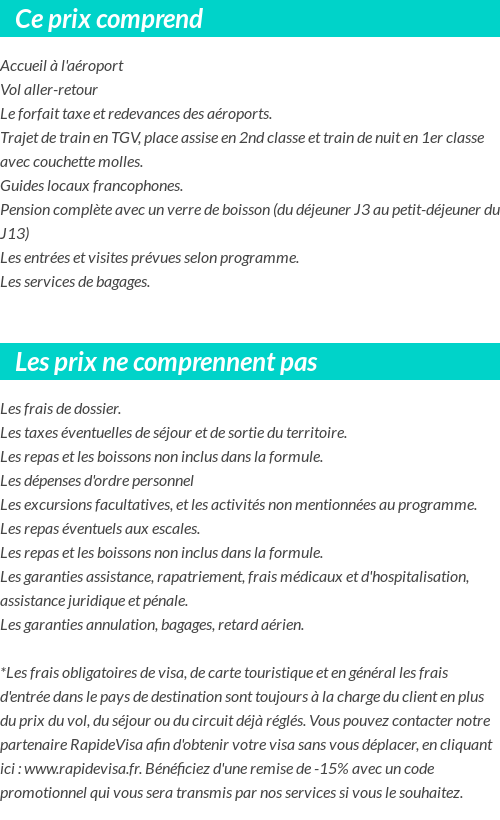 Conditions tarifaires
