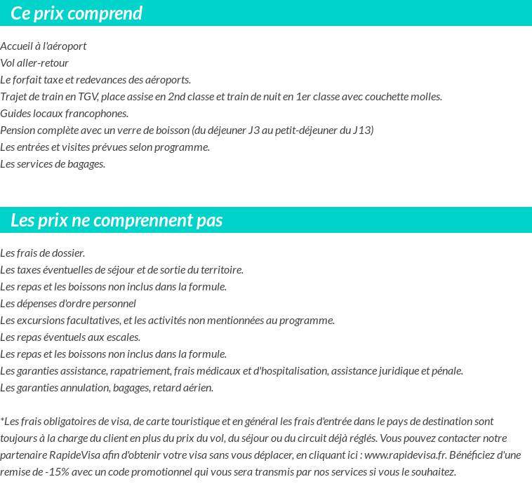 Conditions tarifaires