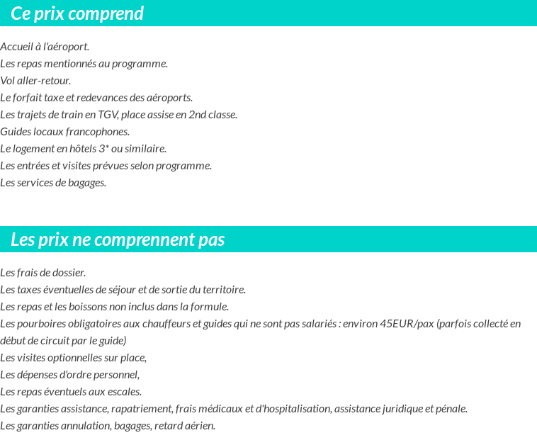 Conditions tarifaires
