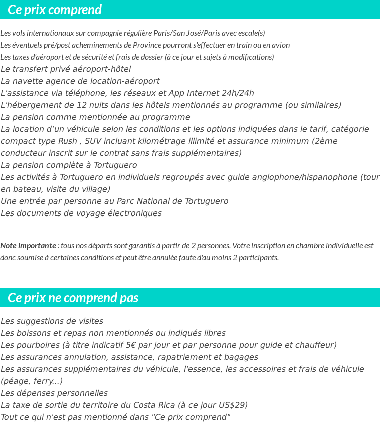 Conditions tarifaires