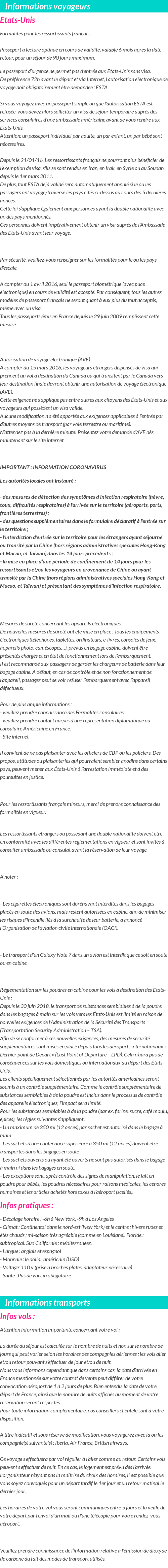 Formalités et infos voyageurs
