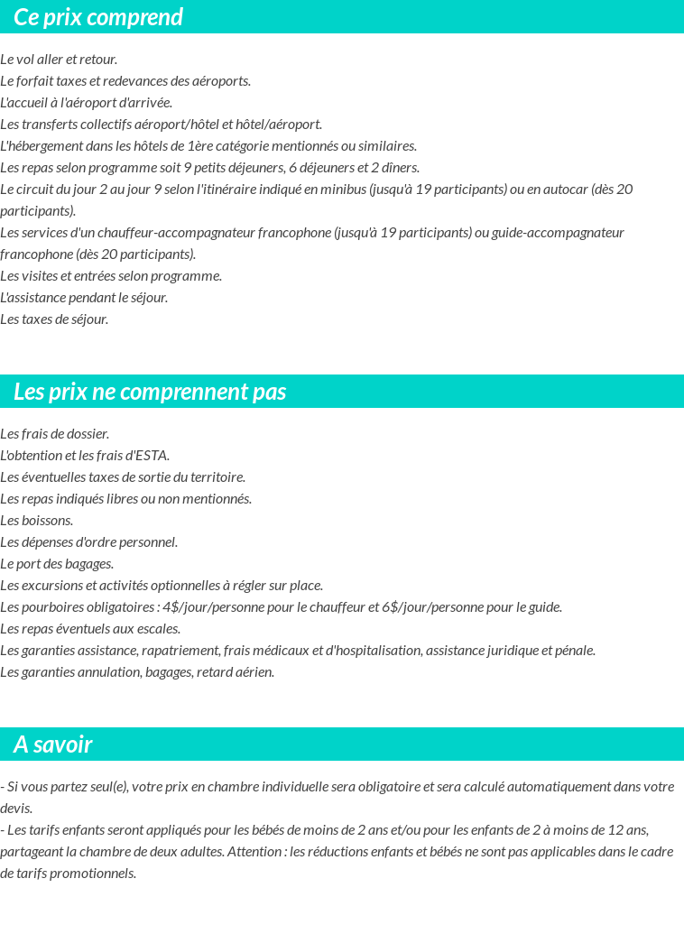 Conditions tarifaires