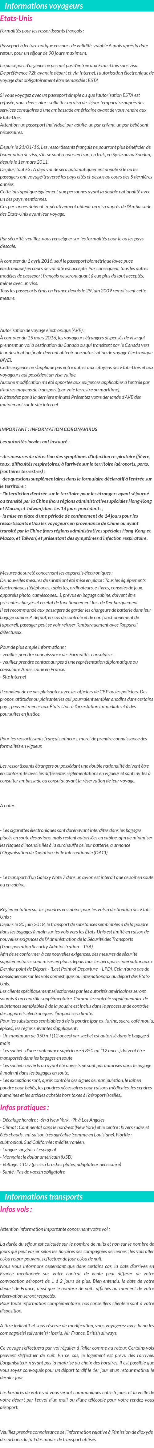 Formalités et infos voyageurs