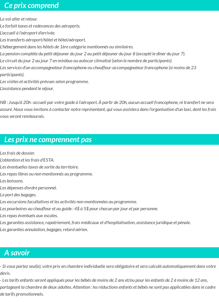 Conditions tarifaires