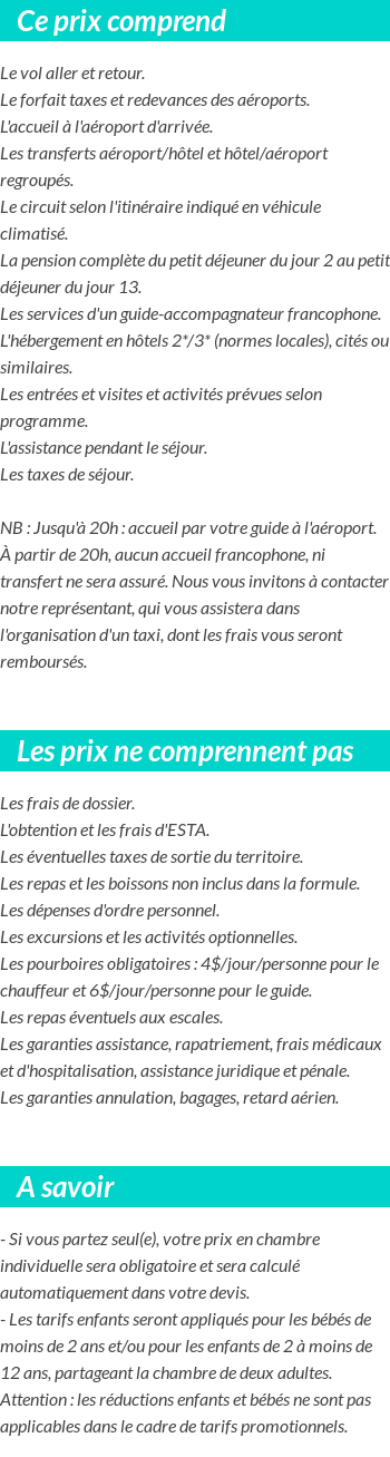 Conditions tarifaires