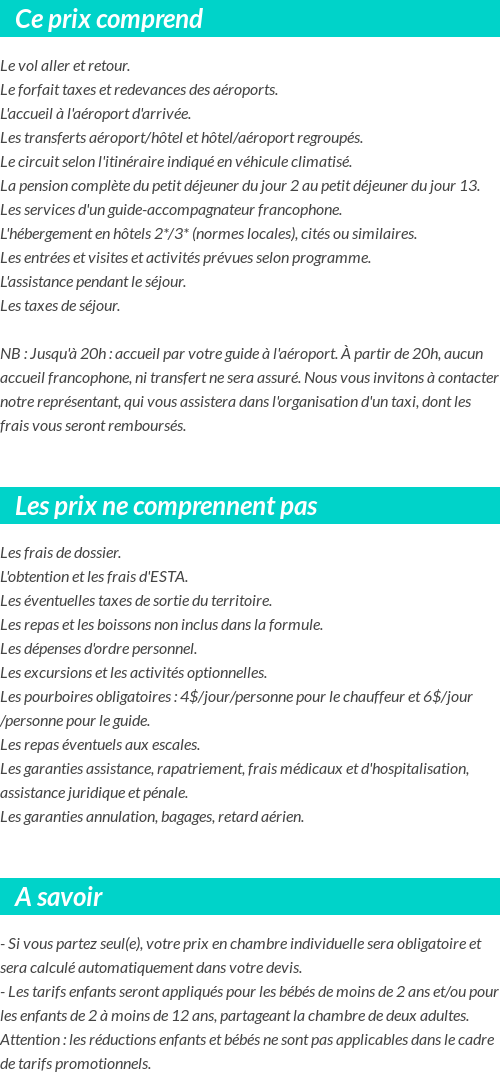 Conditions tarifaires