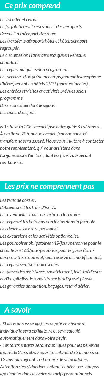 Conditions tarifaires