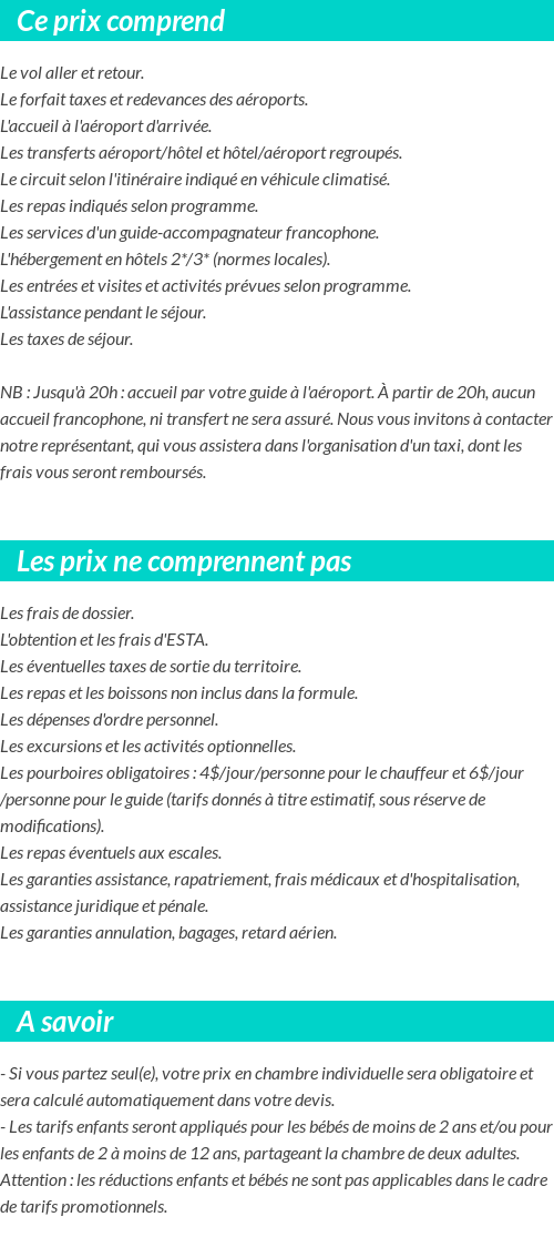 Conditions tarifaires