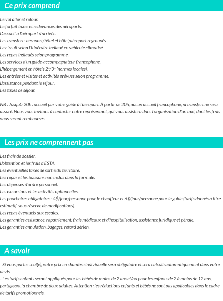 Conditions tarifaires