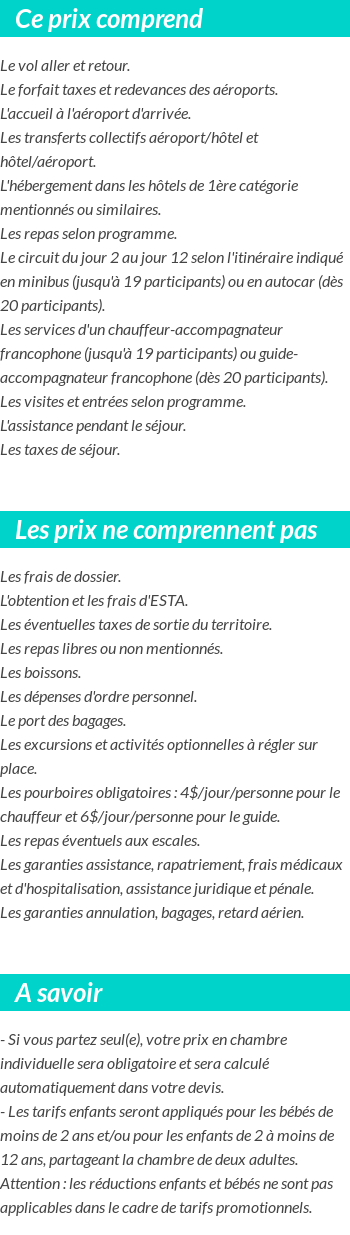 Conditions tarifaires