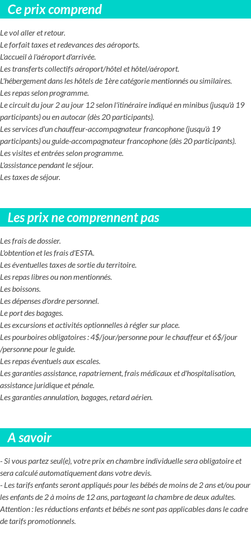 Conditions tarifaires