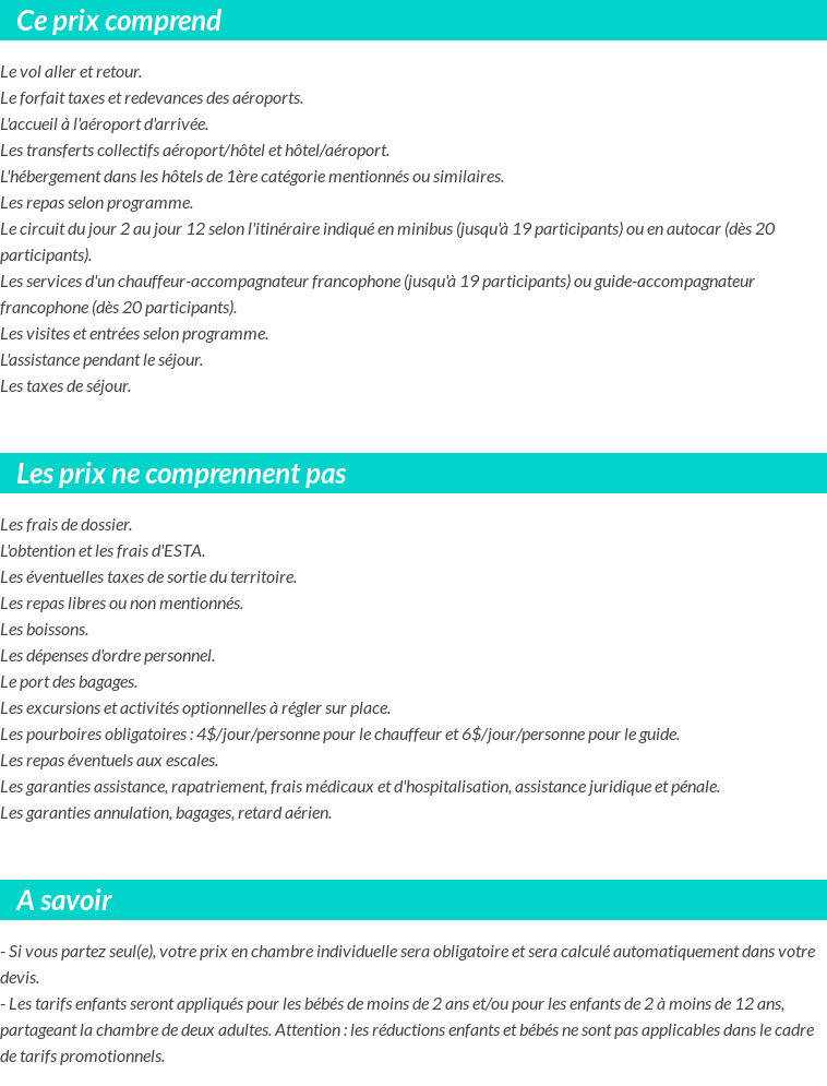 Conditions tarifaires