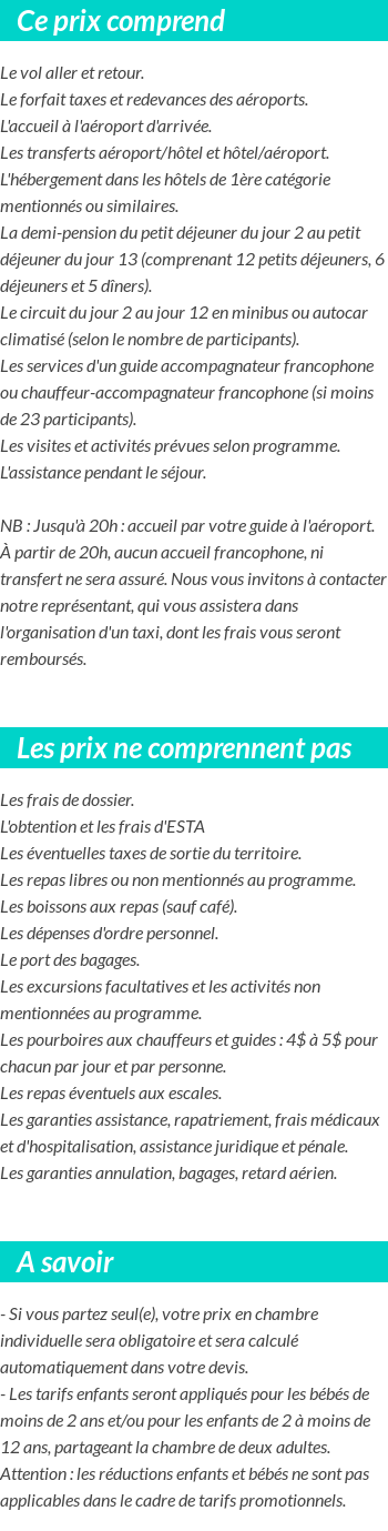 Conditions tarifaires