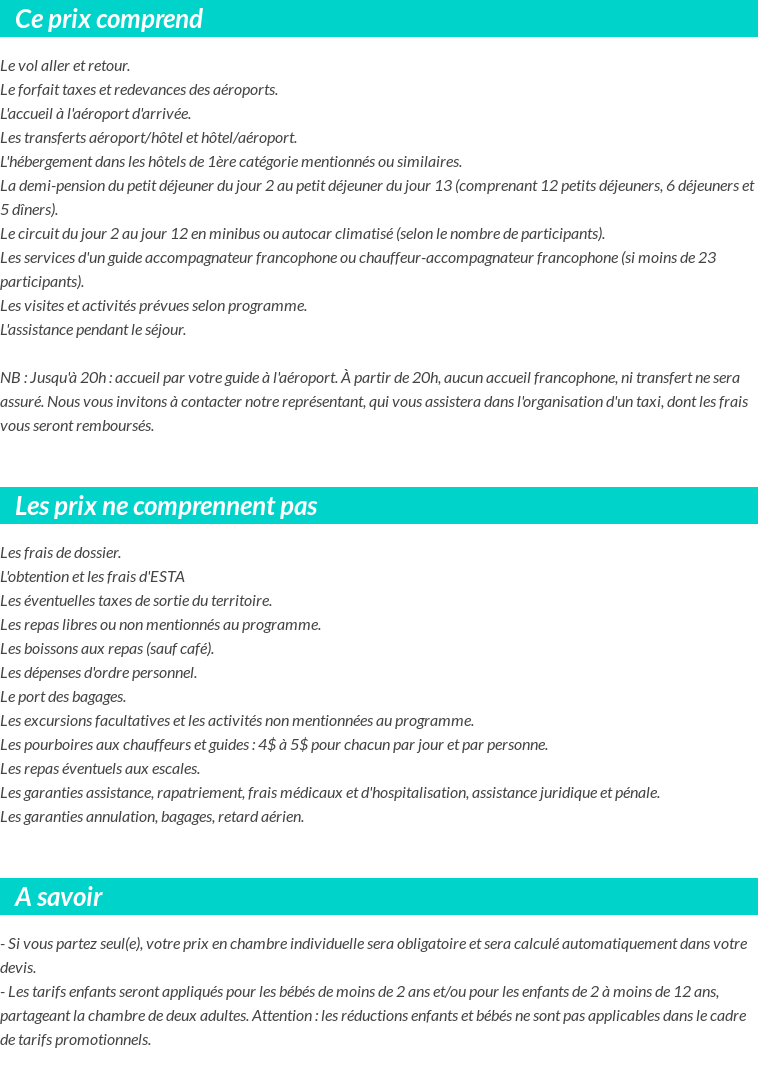 Conditions tarifaires