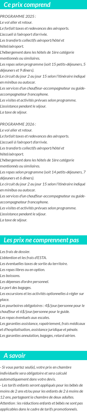 Conditions tarifaires