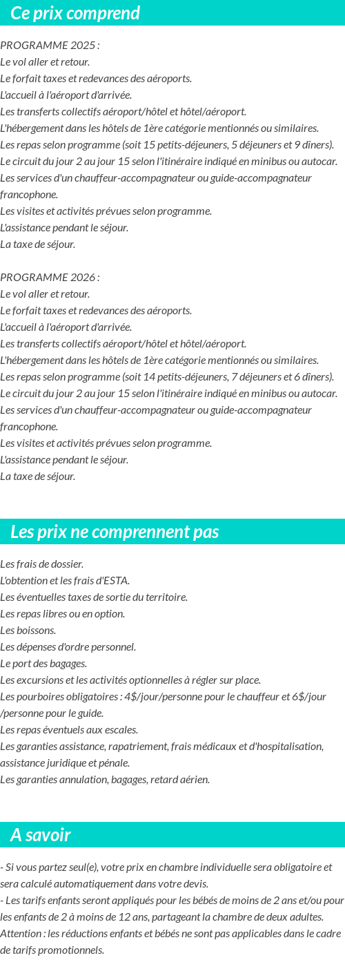 Conditions tarifaires