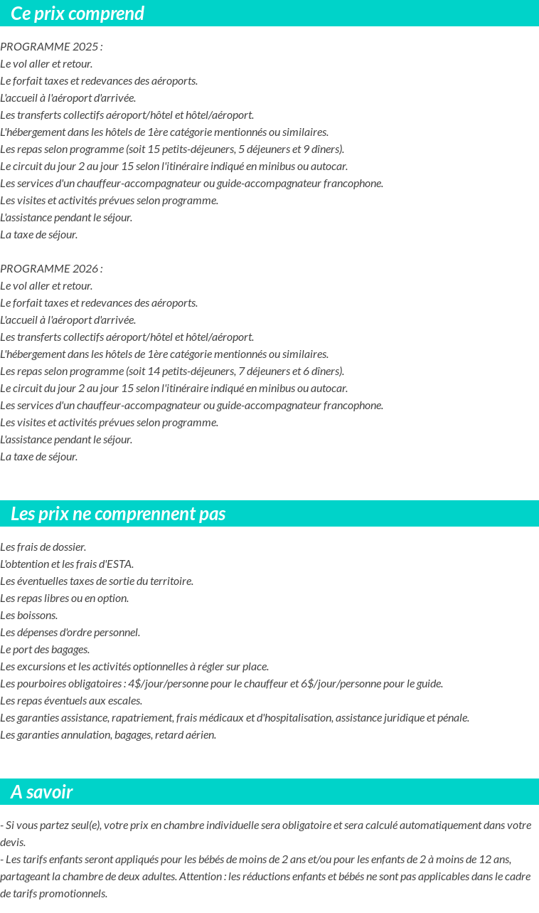 Conditions tarifaires