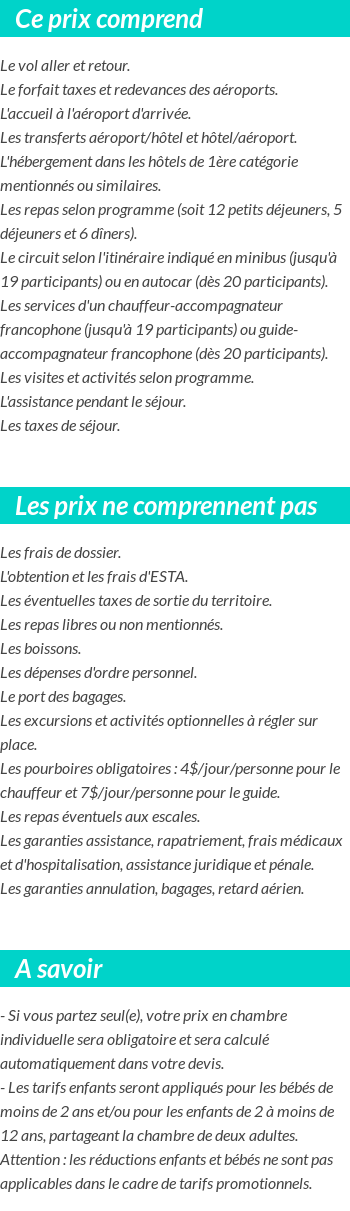 Conditions tarifaires