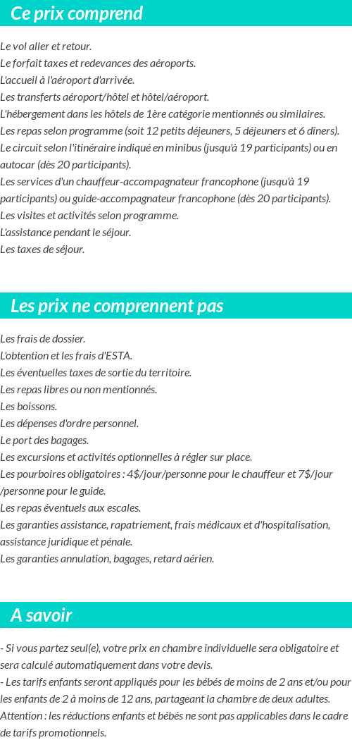 Conditions tarifaires