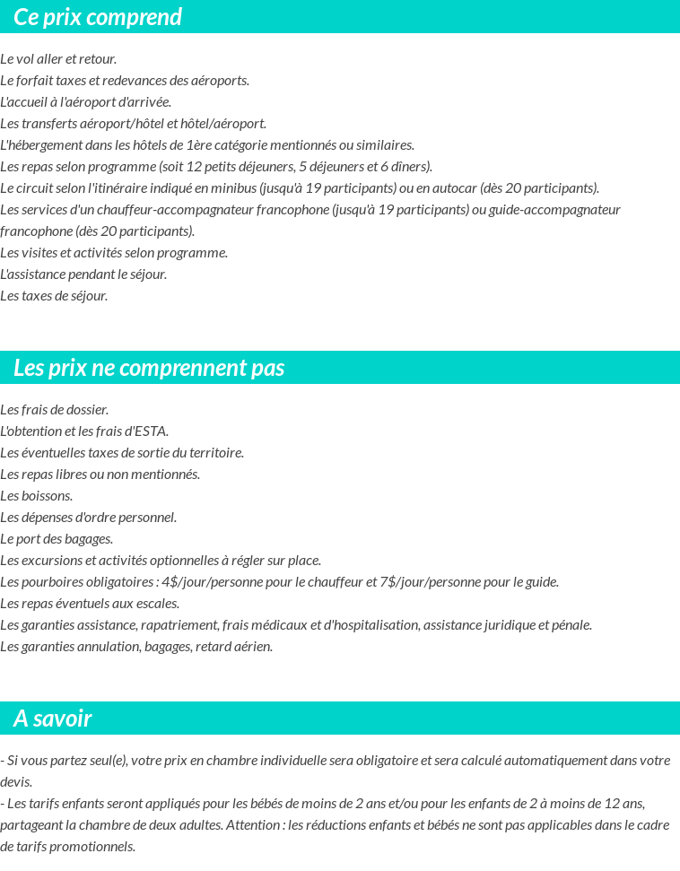 Conditions tarifaires