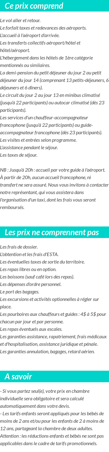 Conditions tarifaires