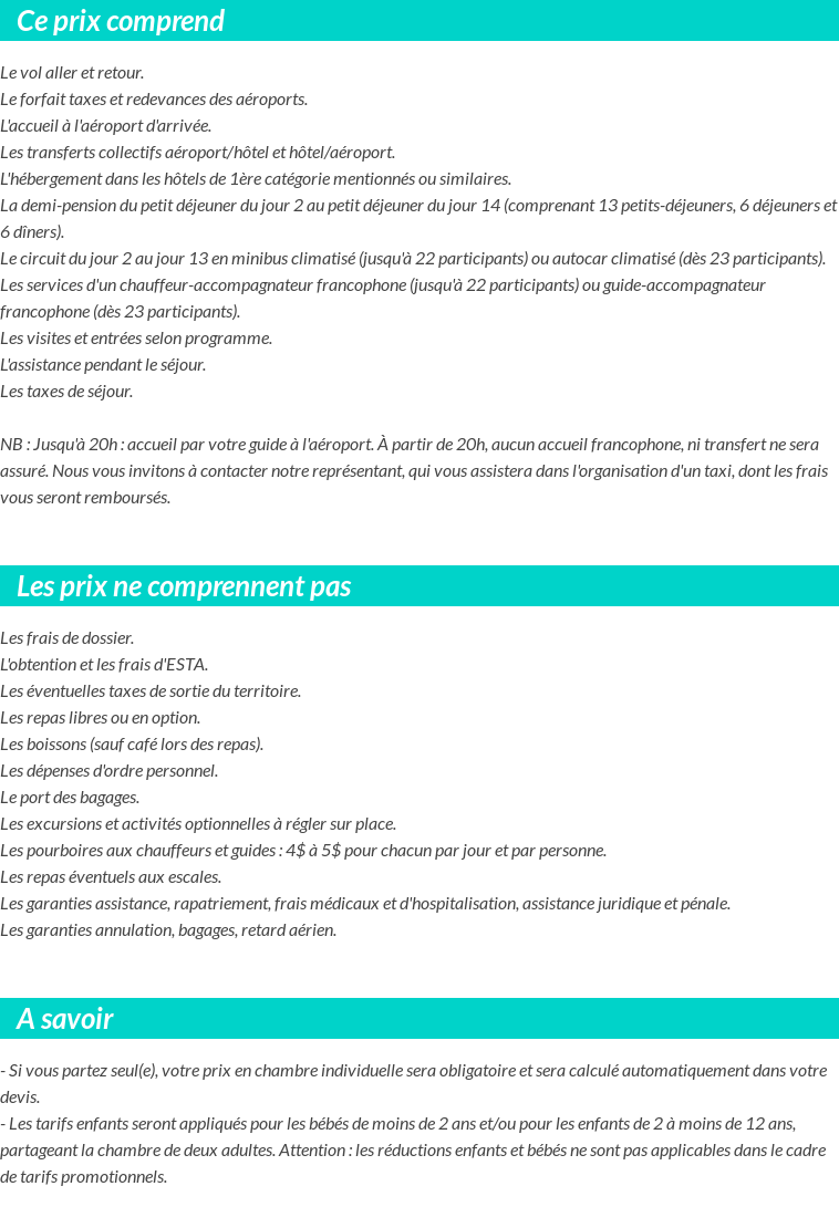 Conditions tarifaires