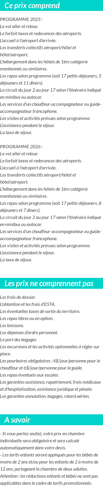 Conditions tarifaires