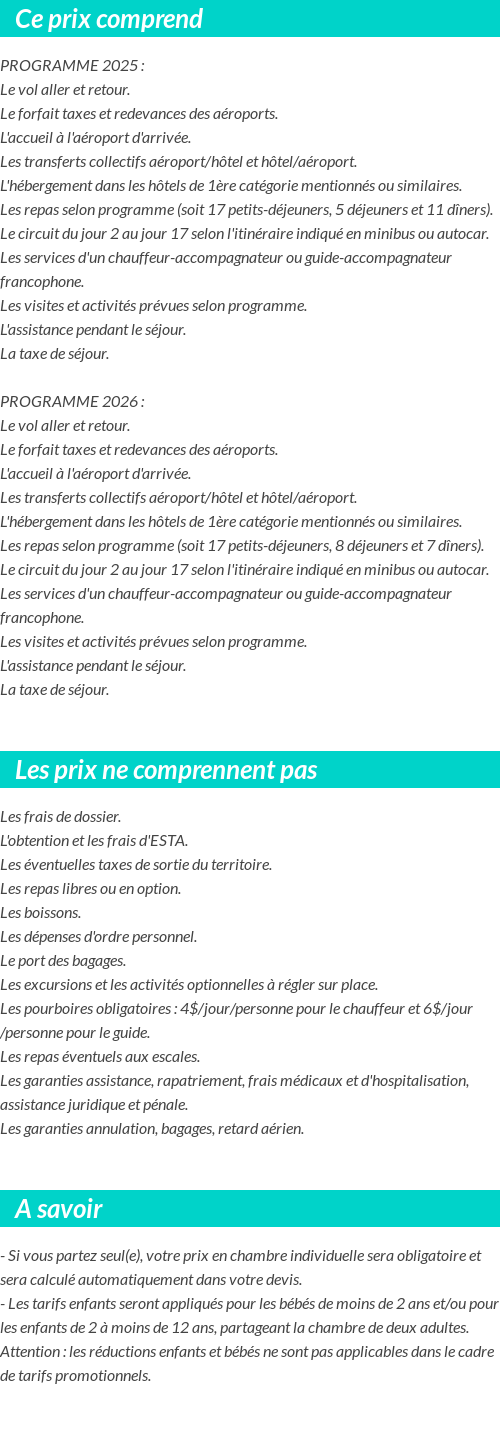 Conditions tarifaires