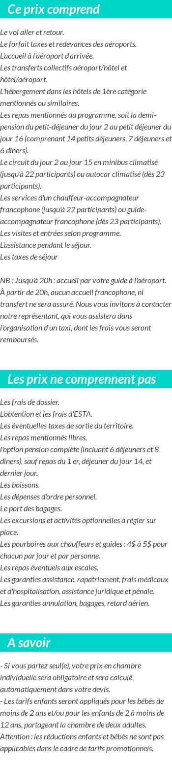 Conditions tarifaires