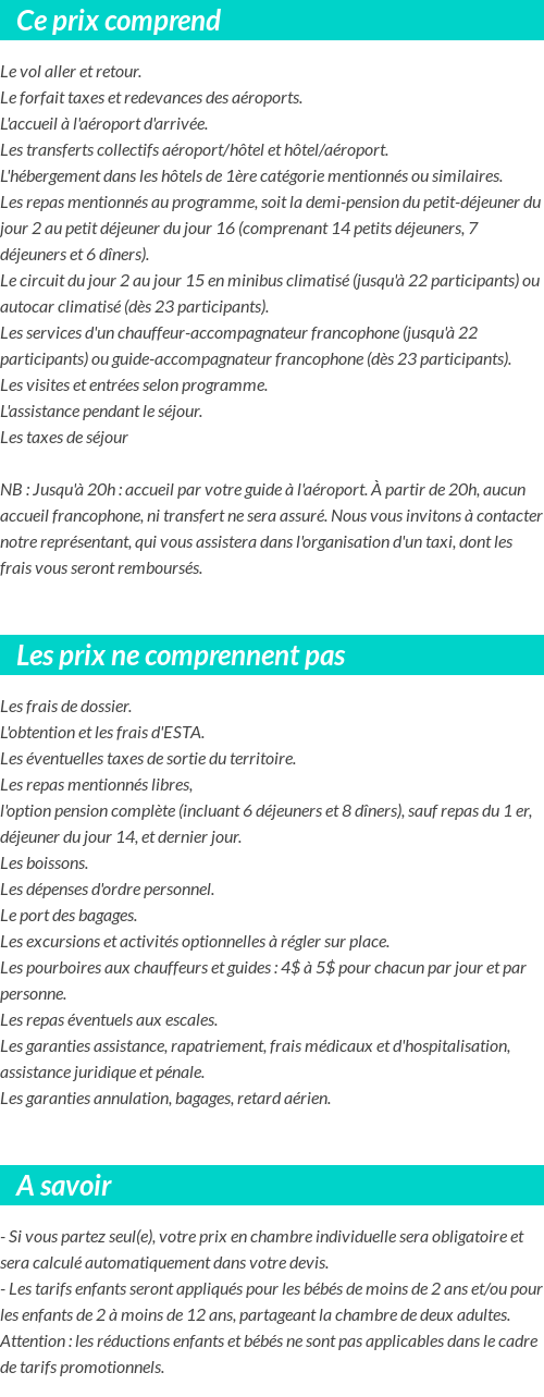 Conditions tarifaires