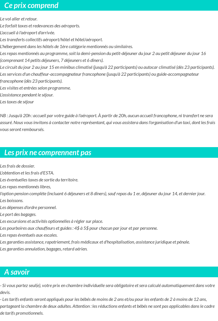 Conditions tarifaires
