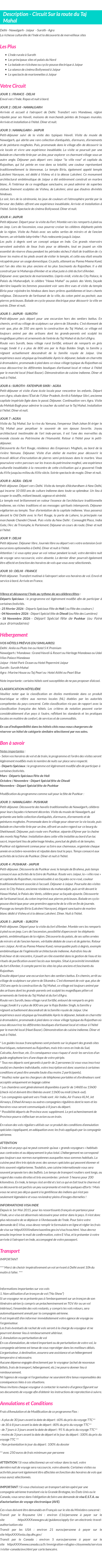 Détails du séjour