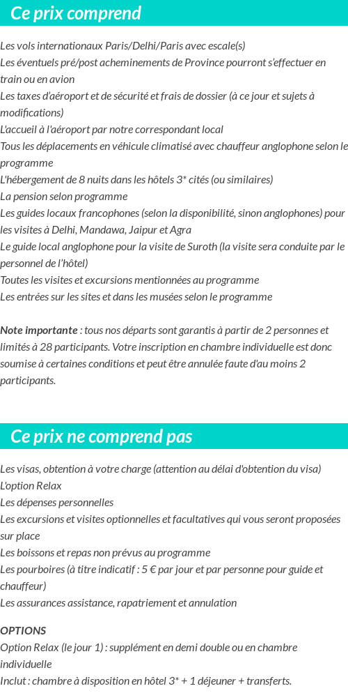 Conditions tarifaires