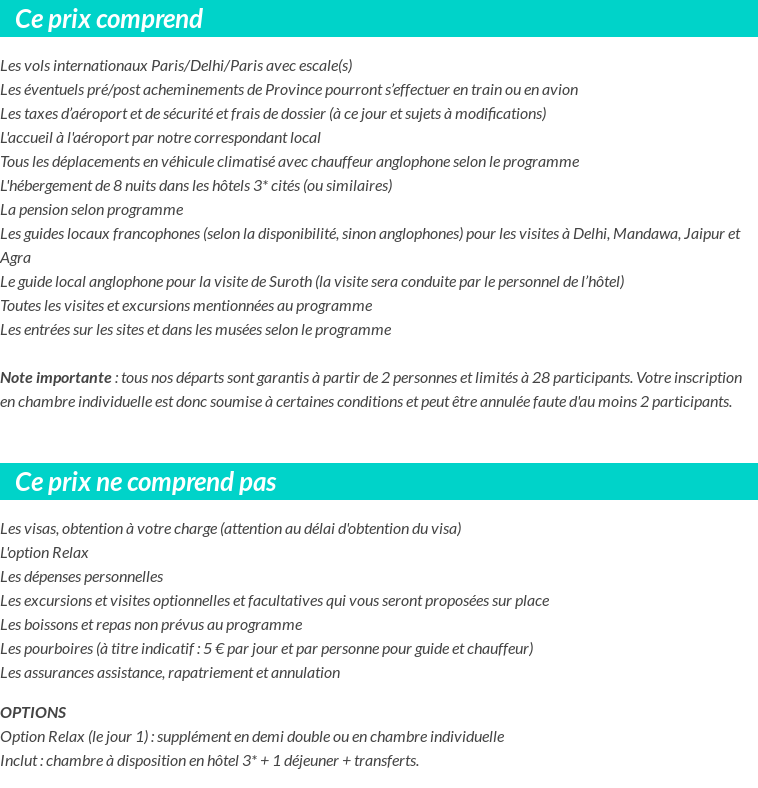 Conditions tarifaires