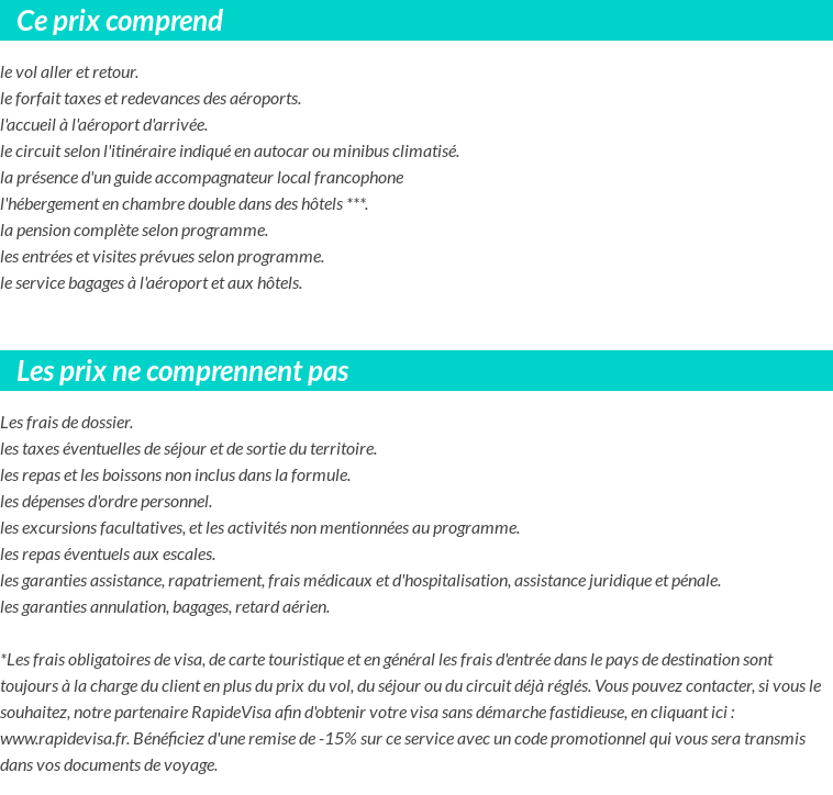 Conditions tarifaires